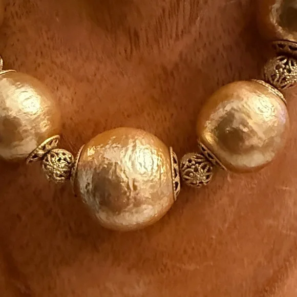 MIRIAM HASKELL Signed Elegant Gold Beaded Necklace - Picture 2 of 6